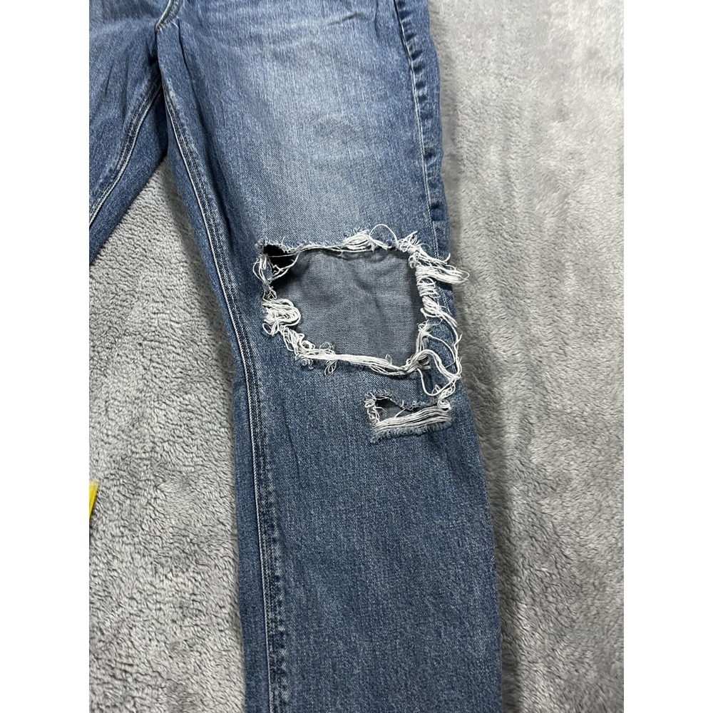 New American Eagle Jeans Women 10 Blue Distressed Highest Rise Mom Jean - Picture 4 of 14